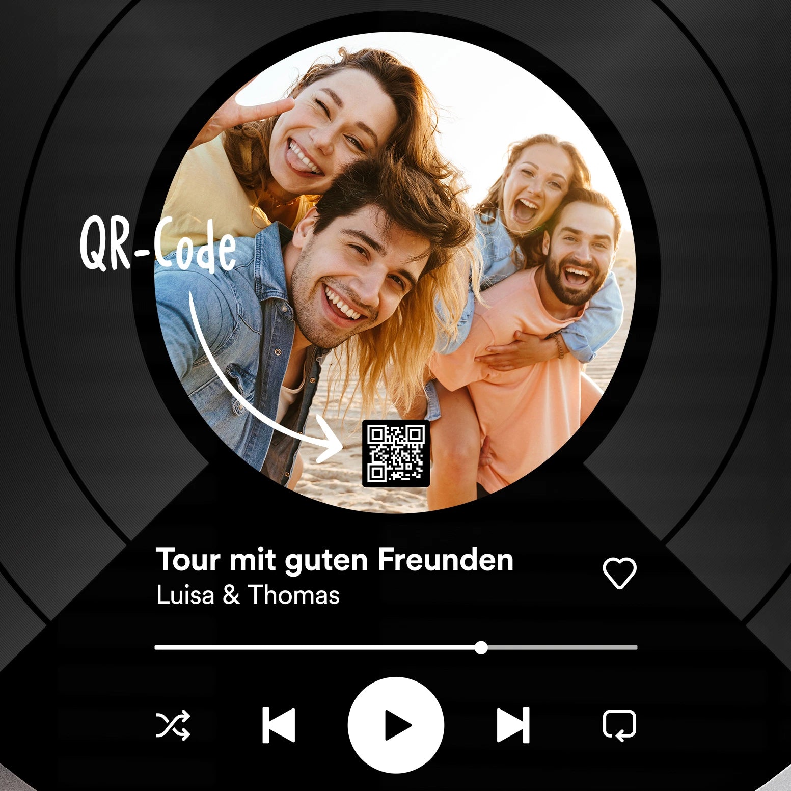 Verknpüfe deine Schallplatte mit deinem Lieblingssong auf Amazon- oder Apple-Music oder verfasse eine geheime Nachricht.