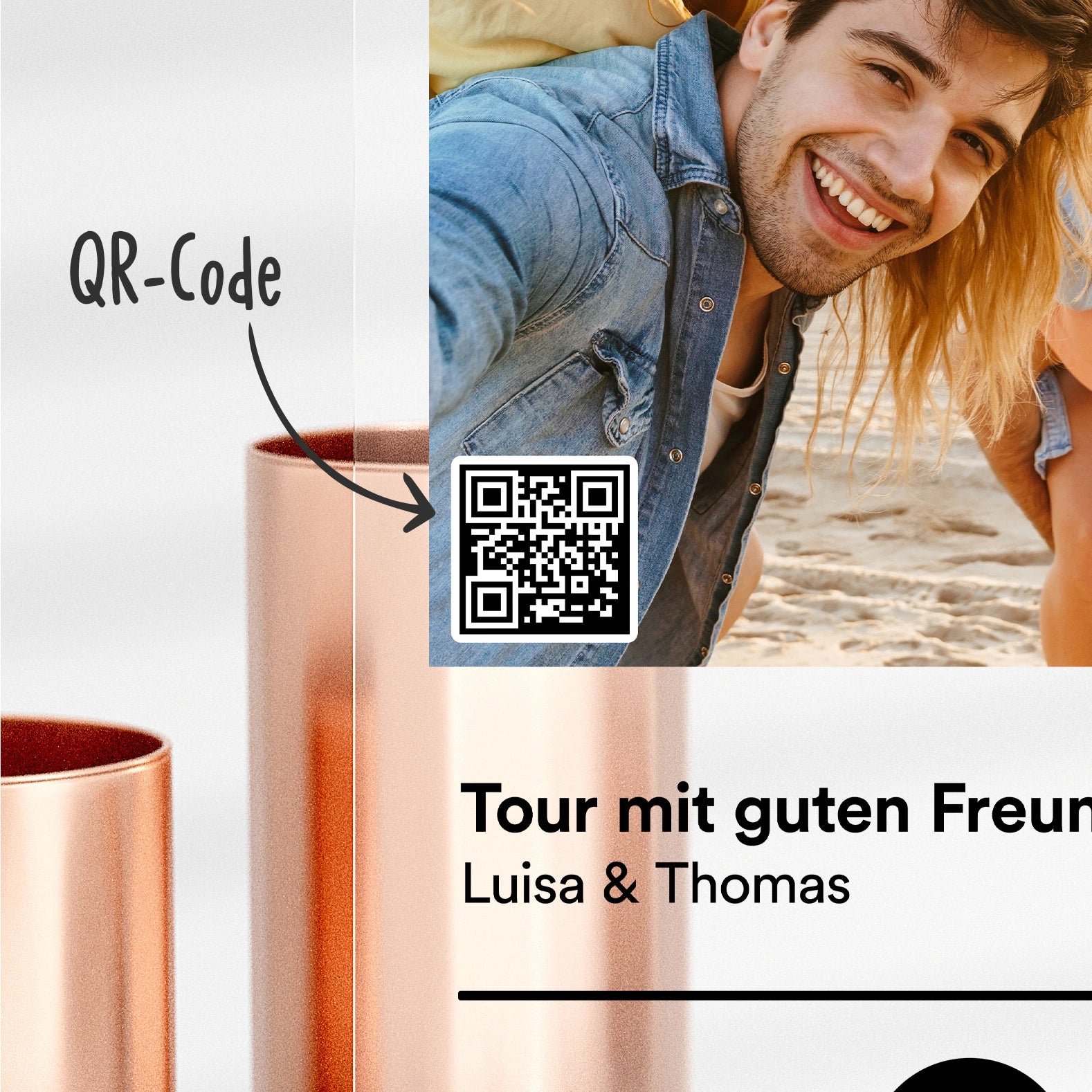 Spotify Album Cover mit QR-Code zu Apple-Music, Amazon-Music und geheimen Nachrichten.