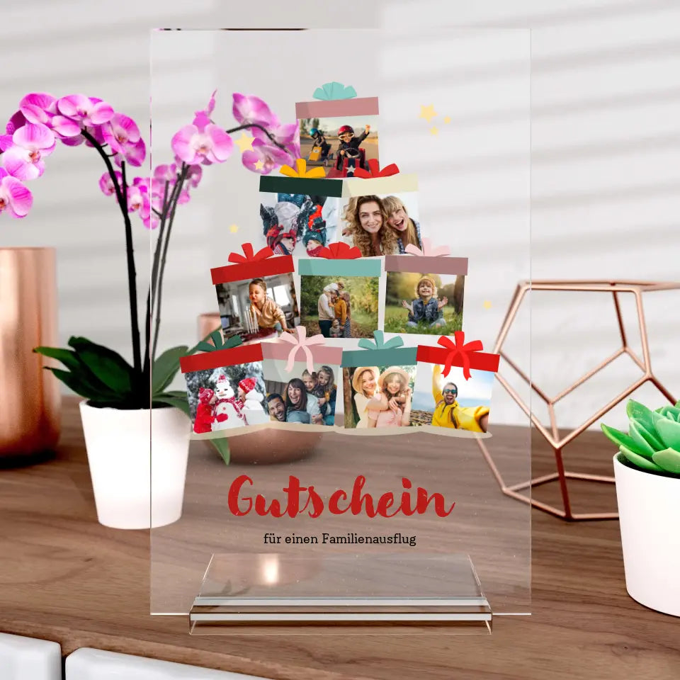 Geschenk Aufsteller aus Glas