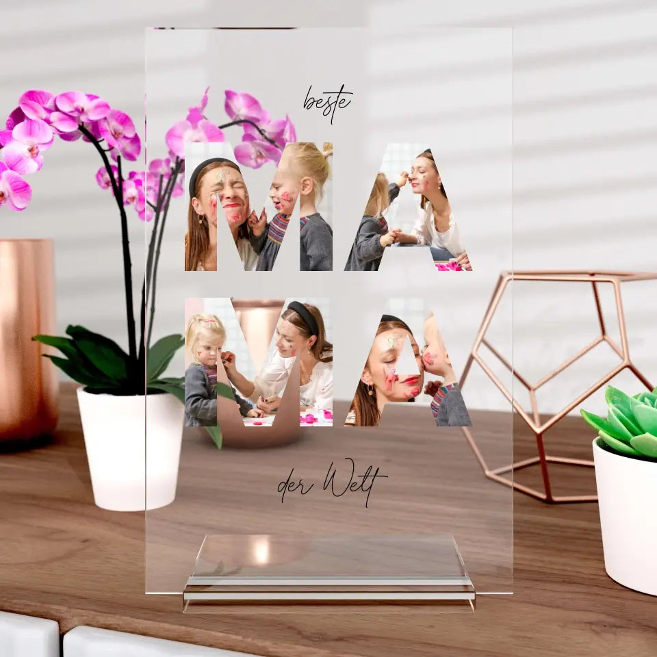 Mama Bild-Aufsteller aus Glas