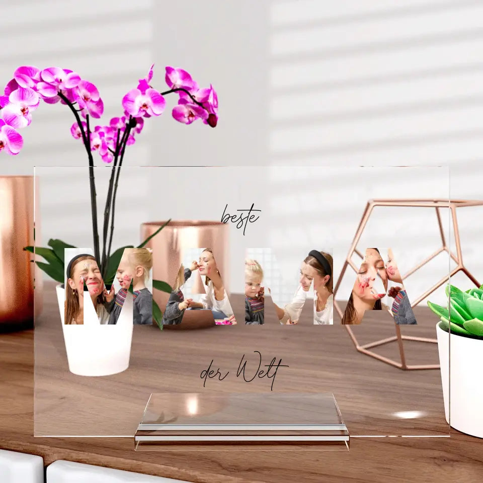 Mama Bild-Aufsteller aus Glas