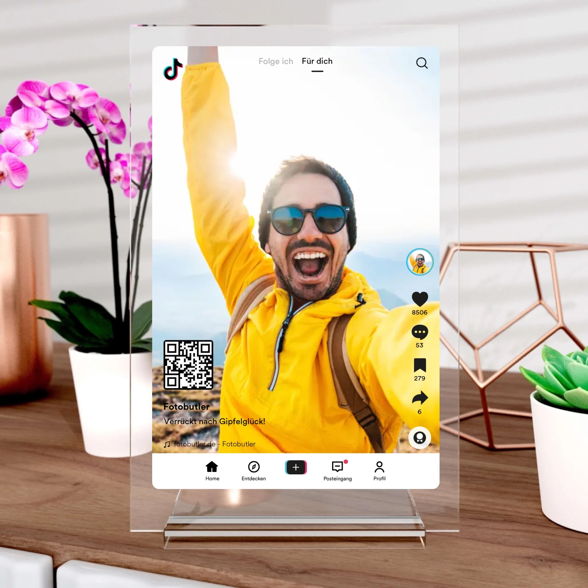 TikTok Videoclip-Aufsteller aus Glas